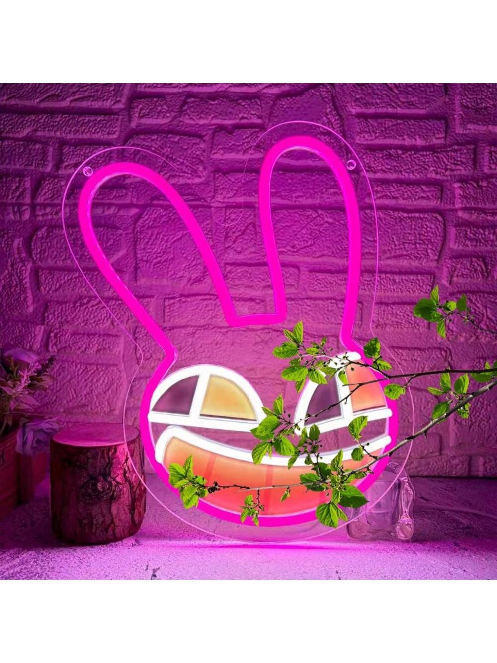 Jax Neon Sign Pink & Cool White Rabbit LED Light Digital Circu Style Character